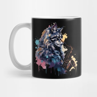 Maine Coon Cat Playing Saxophone Mug